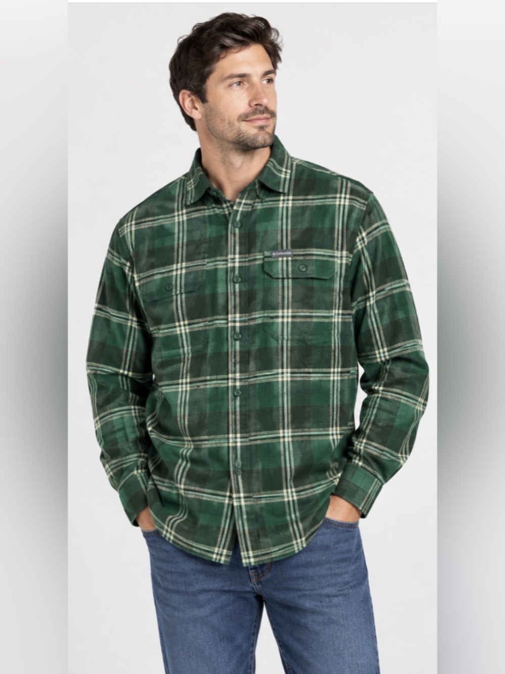 Columbia Red Rapids Plaid Flannel Long Sleeve Shirt Green Mens XL NWT Regular Fi